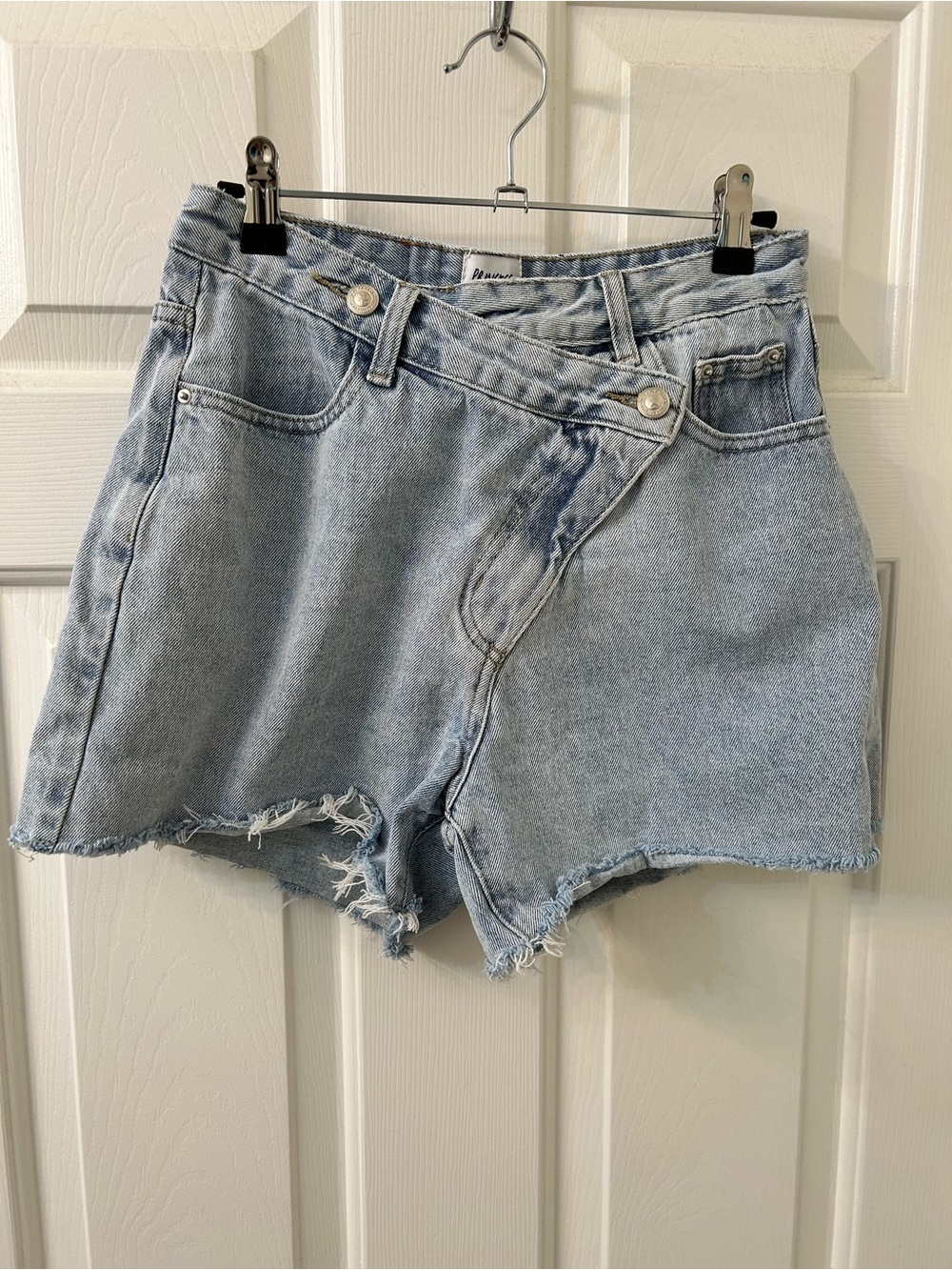 Princess Polly Light Blue Asymmetric Waist Denim Shorts